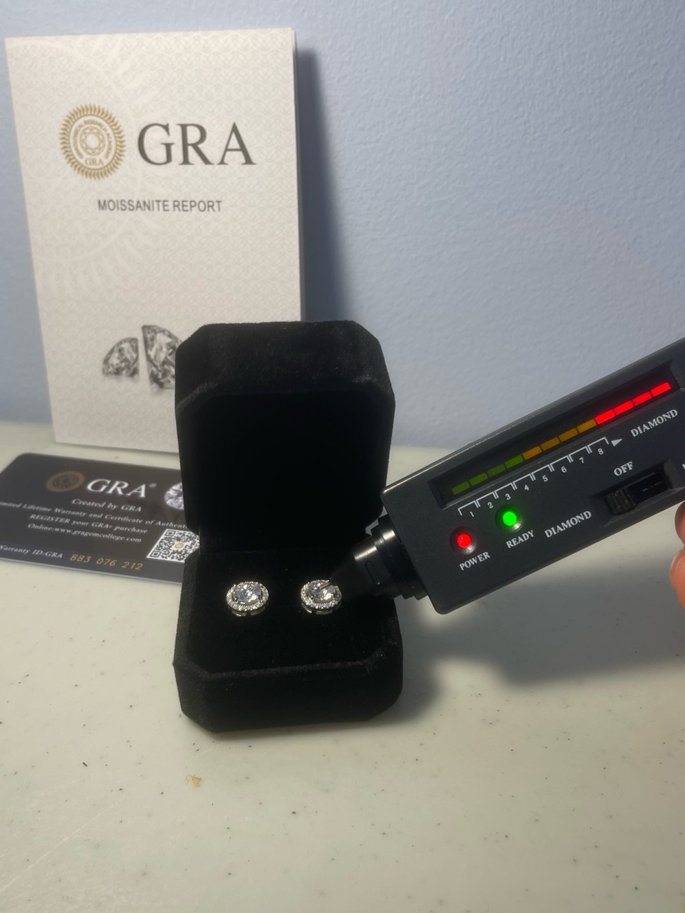 Moissanite Halo Stud Earrings GRA (Boxed)